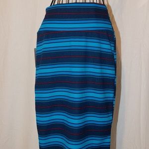 LuLaRoe Blue Striped Cassie Skirt
